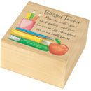 Dicksons Blessed Teacher Memories Create A Bond Natural Woodgrain 9.38 x 9.38 Wood Rustic Keepsake Box With Photo Holder