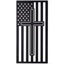 Dicksons Patriotic Christian Wall Hanging Sign Décor 18 x 9 Inch Metal American Flag With Cross Black