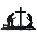 Dicksons Inspirational Christian Wall Hanging Sign Décor for Home 12 x 18 Inch Metal Couple Kneeling at Cross Psalm 38:15