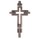 Dicksons Rustic Metal Bracket and Wood Silver Tone and Brown 20 x 11 Inch MDF Decorative Hanging Wall Cross