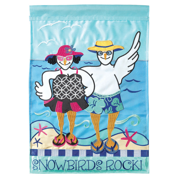 Snowbirds Rock Starfish Beachy Sea Blues 13 x 18 Rectangular Small Garden Flag