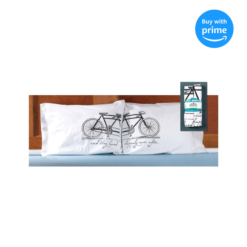 Jozie B and They Lived Happily Ever After Tandem Bicycle White 32 x 22 Cotton Pillowcase, Set of 2