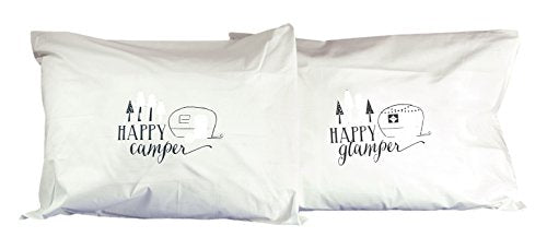 Camper/Happy Glamper Percale Pillow Cases, Set of 2, Standard