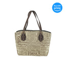 Dicksons Brown Purse Fashion Jacquard Fabric Zippered Bible Cover Case with Shoulder Carry Handles, Large