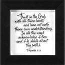 Trust in The Lord Calligraphy Glass 6 x 6 Wood Framed Wall Sign Plaque
