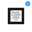 Trust in The Lord Calligraphy Glass 6 x 6 Wood Framed Wall Sign Plaque