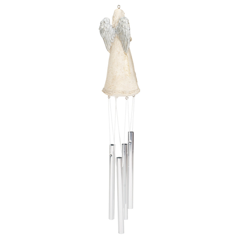 Jozie B In His Arms Angel Cream and Silver Tone 16 x 2.5 Windchime