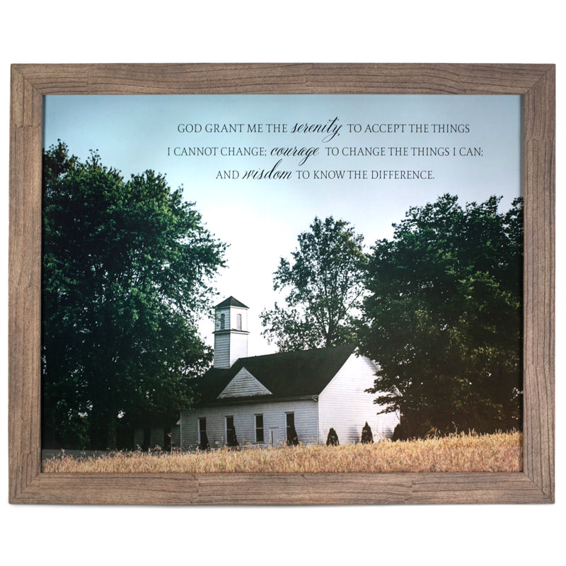 Serenity Prayer White Country Church 16 x 20 Wood and Glass Decorative Wall and Tabletop Frame