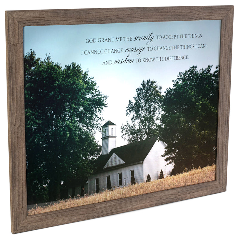 Serenity Prayer White Country Church 16 x 20 Wood and Glass Decorative Wall and Tabletop Frame