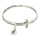 Dicksons Horizontal Cross Scripture Mobius Silver Plated One Size Metal Bangle Bracelet