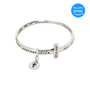 Dicksons Horizontal Cross Scripture Mobius Silver Plated One Size Metal Bangle Bracelet