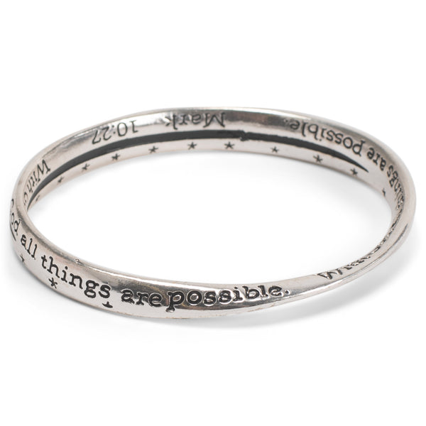 Dicksons All Things Possible Silver Plated One Size Metal Mobius Twist Bangle Bracelet
