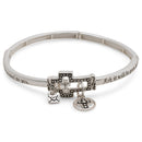 Dicksons Ask It Will Be Given Silver Plated One Size Metal Stretch Bangle Bracelet