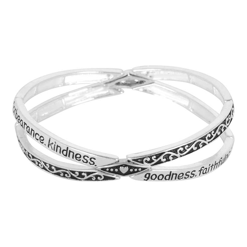 Dicksons Fruits of The Spirit Silver Plated Women's One Size X Shaped Bangel Bracelet