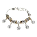 Dicksons Ten Commandments Silver Plated Women's One Size Stretch Charm Bead Bracelet