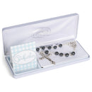 Dicksons to My Godfather Thank You 23 Inch Silver Plated Hematite Grey 8 mm Beaded Rosary in Jewelry Gift Box