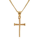 Dicksons Joshua 1:9 Nail Cross Men's 24 Inch Gold Tone Stainless Steel Pendant Necklace in Jewelry Box with Sentiment Card
