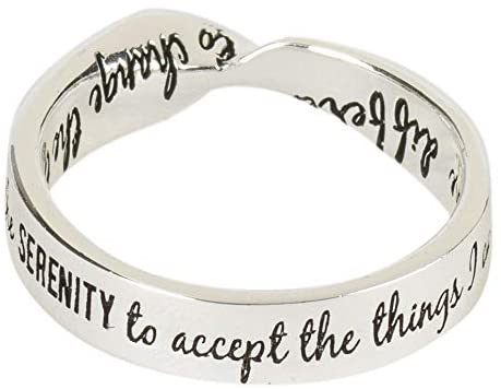 Dicksons Courge Wisdom Serenity Prayer Women's Silver-Plated Wide Mobius Ring, Size 7