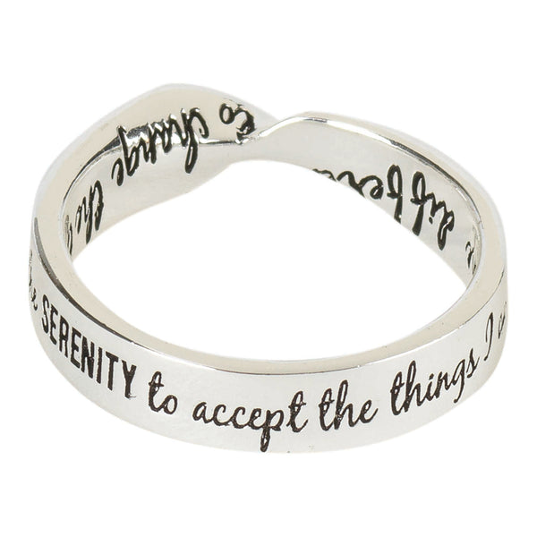 Dicksons Courge Wisdom Serenity Prayer Women's Silver-Plated Wide Mobius Ring, Size 9