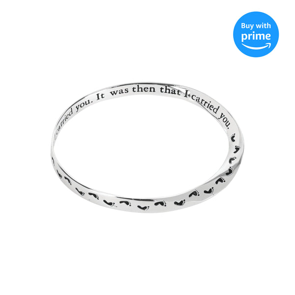 Dicksons Footprints in The Sand Endless Script Women's One Size Fits Most Silver Tone Metal Plated Mobius Bangle Bracelet