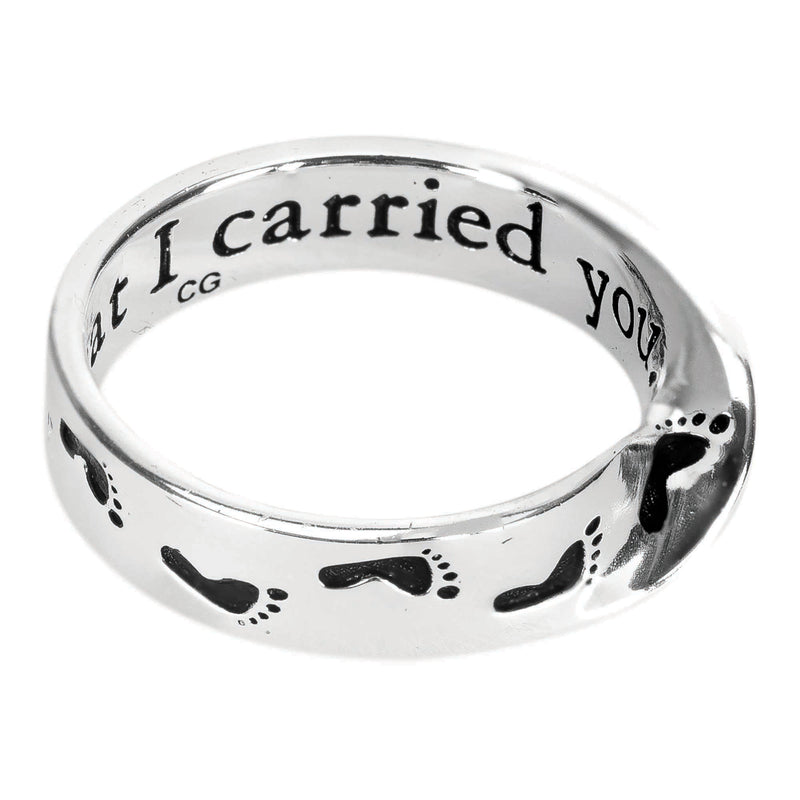 Dicksons Footprints in The Sand Endless Script Women's Size 6 Silver Tone Metal Plated Mobius Ring
