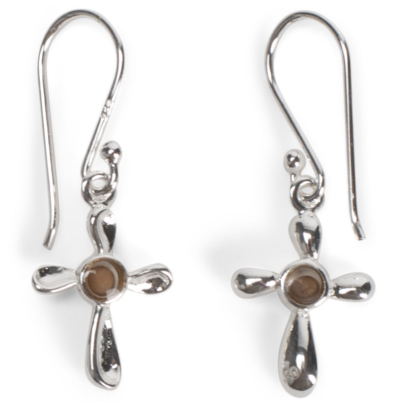 Dicksons Mustard Seed Cross Silver Plated One Size Stainless Steel Dangle Earrings