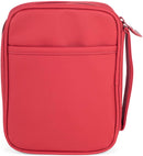 Matte Red Stitched Cross 8 x 6 Fabric  Zippered Bible Cover Case with Handle, Compact