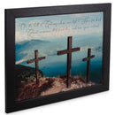Christ Overcame Calvary Cross Scene 16 x 20 Wood and Glass Decorative Wall and Tabletop Frame