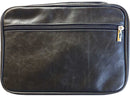 Black Zipper Pocket Leather Distressed Bible Cover Case with Handle, X-Large