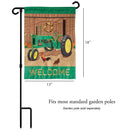 Magnolia Garden Fall Tractor Tractor Green 13 x 18 Small Double Applique Outdoor Harvest House Flag