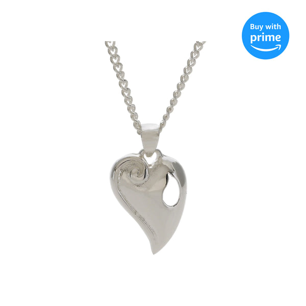 Silver Plated Reunion Heart Pendant Necklace in Gift Box