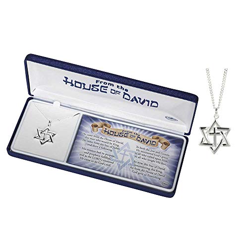 Dicksons House of David Intricate Star Cross Silver-Plated 24-Inch Pendant Necklace