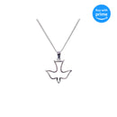 Silver Plated "Confirmed in Christ" Open Dove Confirmation Necklace on 18 inch Chain