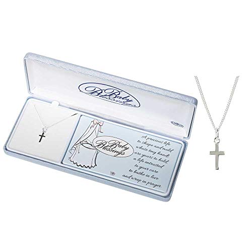 Dicksons Baby Boy Blessings Miniature Cross Silver-Plated 13-Inch Pendant Necklace