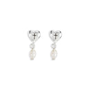 First Holy Communion Heart Cross Pearl Drop Girl's One Size Silver-Plated Earrings