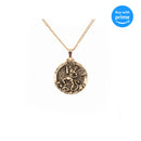 Dicksons Saint Michael Protect Us Engraved Pendant 24 Inch Round Gold Oxidized Pewter Neckace in Jewelry Box with Prayer Card