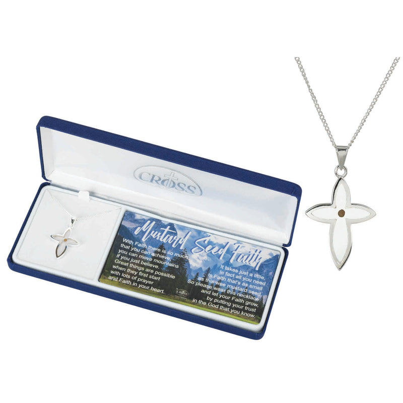 Dicksons Mustard Seed Petal Cross Women's 20 Inch Silver-Plated Necklace