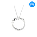 Dicksons Footprints in The Sand Endless Script Women's 18 Inch Silver Tone Metal Plated Mobius Ring Necklace in Jewelry Box with Sentiment Card