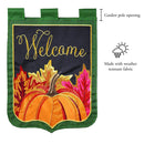 Magnolia Garden Pumpkins Welcome Autumn Leaves 13 x 18 Small Double Applique Outdoor Harvest House Flag