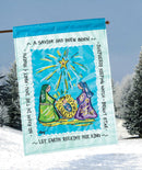 Magnolia Garden A Savior Has Been Born Sky Blue 13 x 18 Small Double Applique Outdoor Christmas House Flag