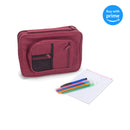 Burgundy Reinforced Canvas Bible Cover Case with Handle and Stationary, Large