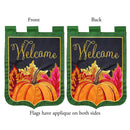 Magnolia Garden Pumpkins Welcome Autumn Leaves 13 x 18 Small Double Applique Outdoor Harvest House Flag