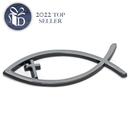 Harbor House Large Silver Christian Cross Fish Auto Emblem