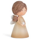 Shaded Coffee Brown Angel with Dove 3 inch Resin Decorative Tabletop Figurine