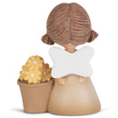 Shaded Coffee Brown Joy Angel with Flowers 3 inch Resin Decorative Tabletop Figurine