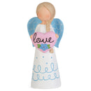 White Angel Teal Wings Love Heart 3.5 inch Resin Decorative Tabletop Figurine