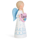 White Angel Teal Wings Love Heart 3.5 inch Resin Decorative Tabletop Figurine
