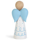White Angel Teal Wings Love Heart 3.5 inch Resin Decorative Tabletop Figurine