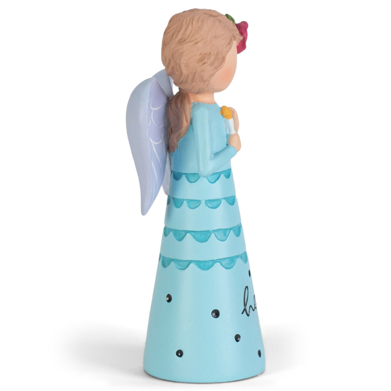 Teal Hope Angel with Candle 3.5 inch Resin Decorative Tabletop Figurine