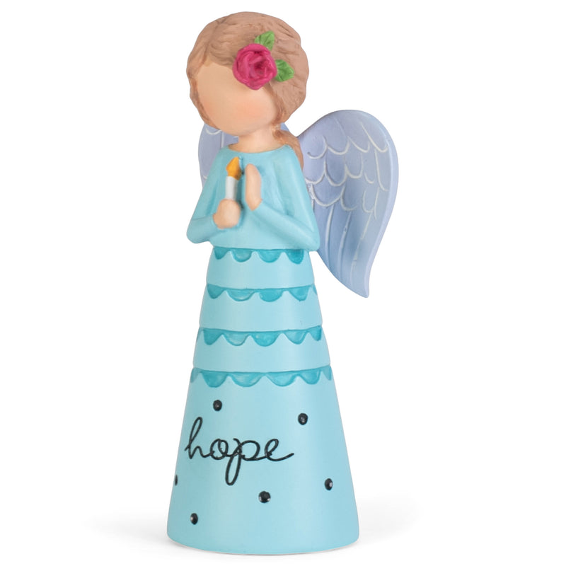 Teal Hope Angel with Candle 3.5 inch Resin Decorative Tabletop Figurine